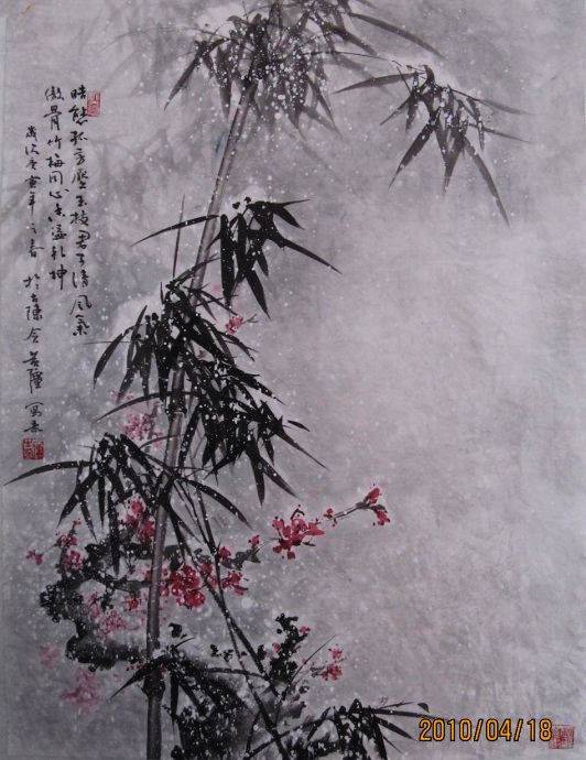 竹梅同芳   （水墨雪）